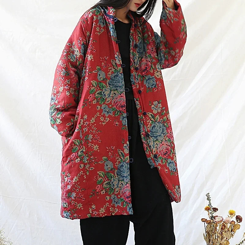 Jacket Winter Clothing - Chinese Style Clothing Warm Cotton Print