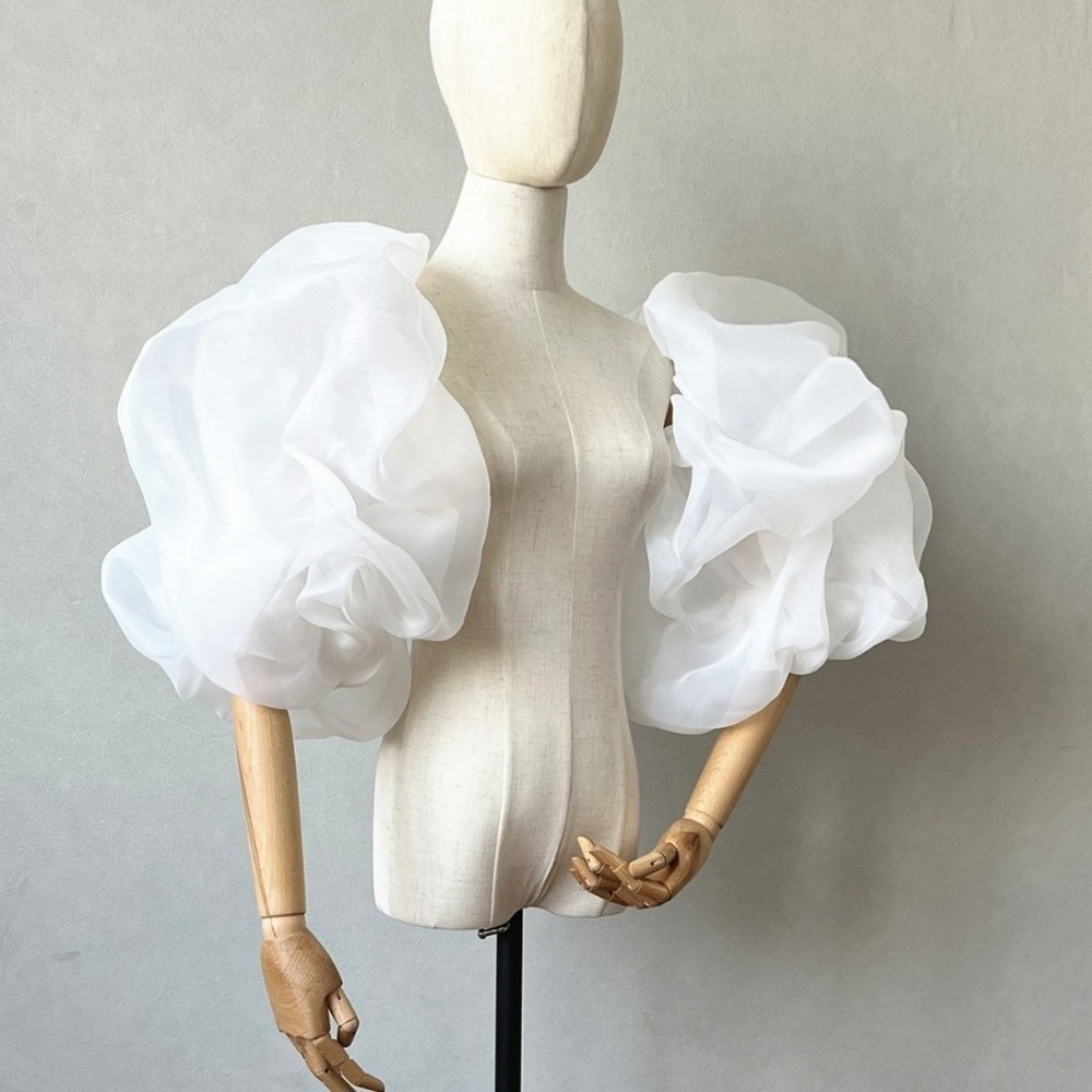 Winter Clothing Clearance Sale - Stylish Puffy Bridal Sleeves Organza Removeable