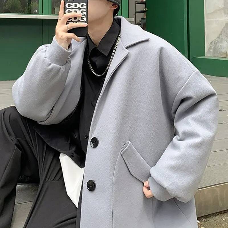 Korean Solid Color Wool Coats  - Winter Clothing Taiwan 评论和价格
