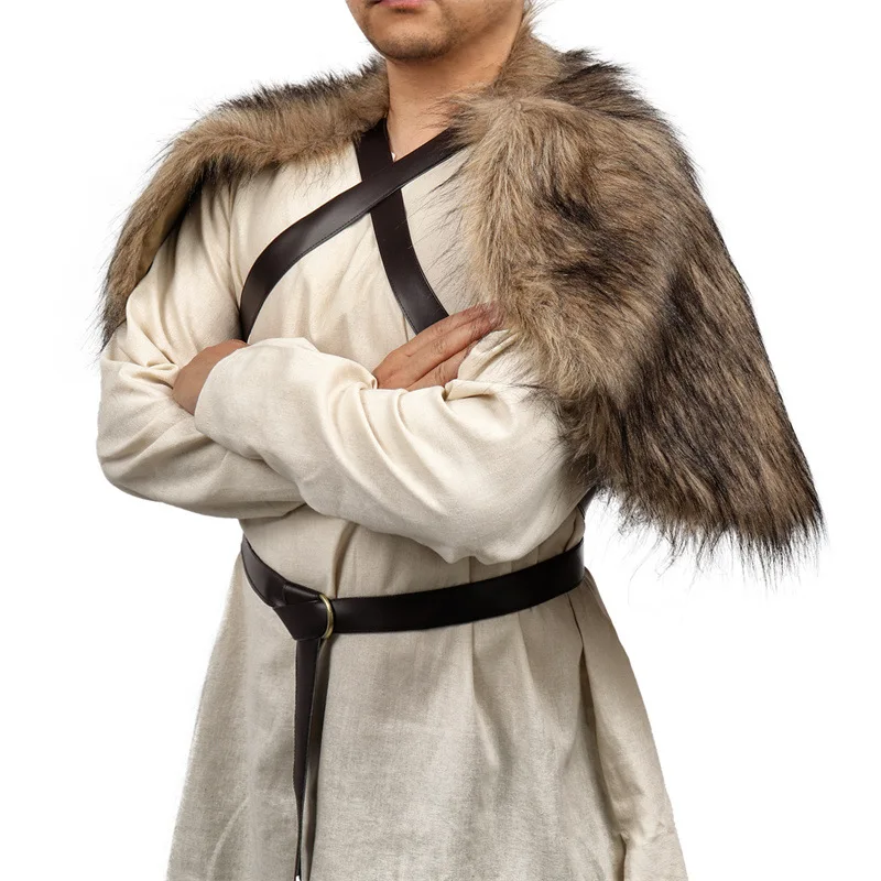 Viking Cloak Faux Fur Collar C - Jacket Winter Clothing 评论和价格