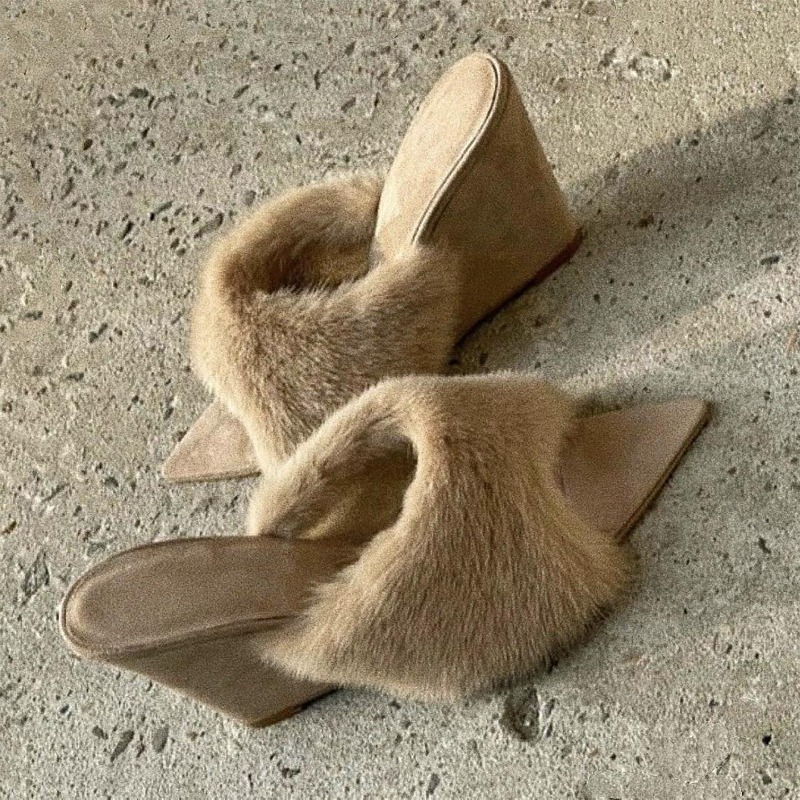 Fluffy Women Slippers Wedges P - Winter Clothing Clearance Sale 评论和价格