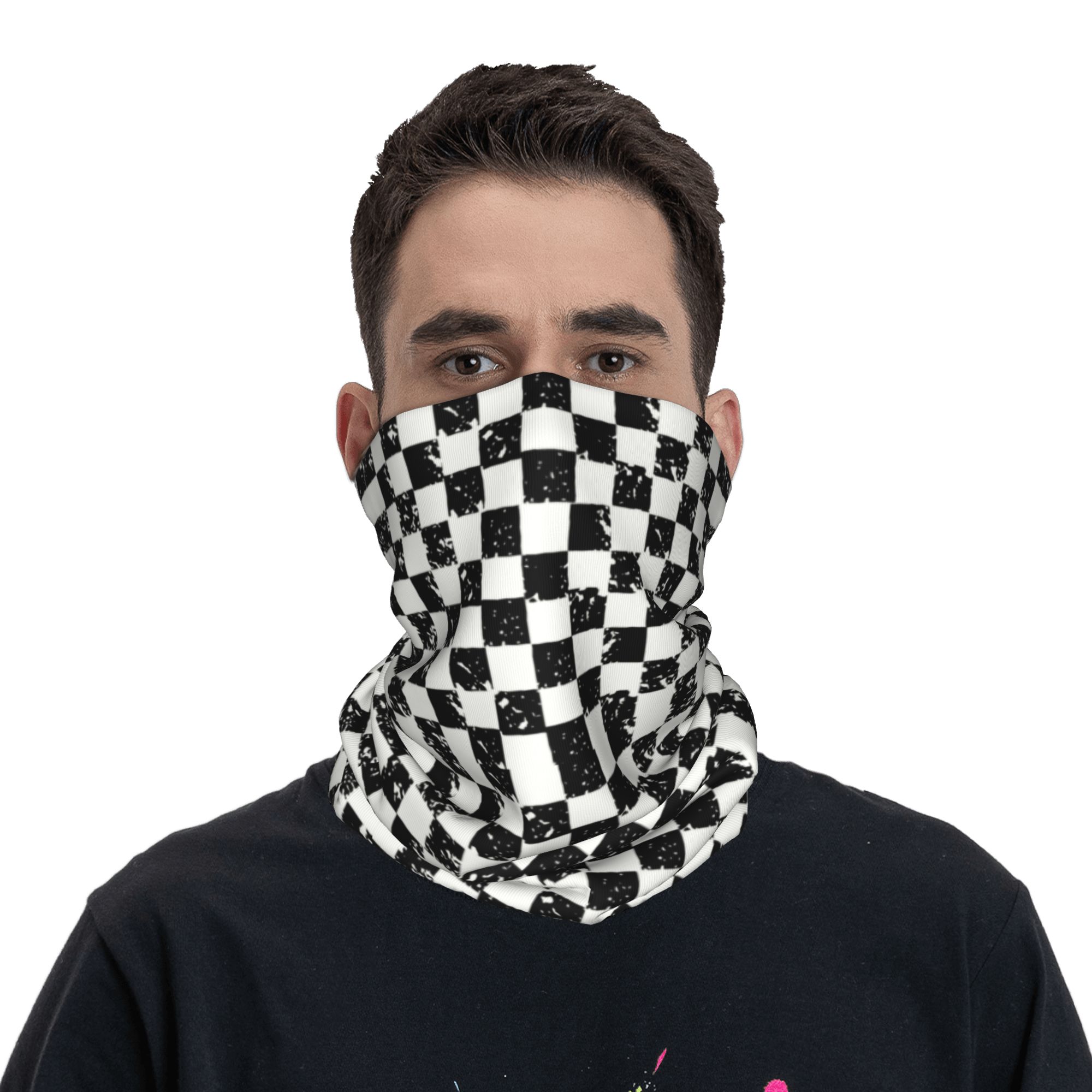 Custom Retro Checkered Flag Wi - Neck Gaiter Fleece 评论和价格